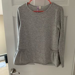 Gray Top with ruffle detail